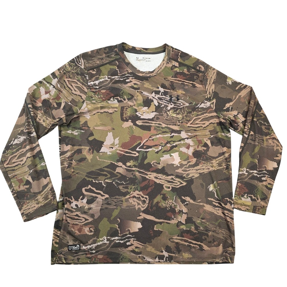 Under Armour Hunt HeatGear Camo Long Sleeve Shirt Mens 2XL Loose Lightweight
